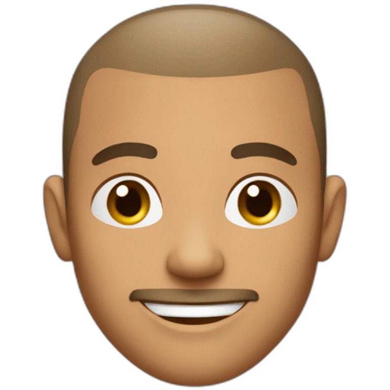 brown male age 28 round face buzz cut hair happy expression emoji