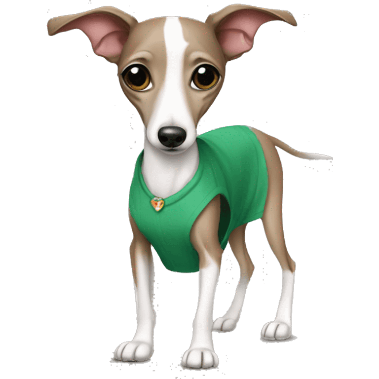 Italian greyhound wearing dress emoji