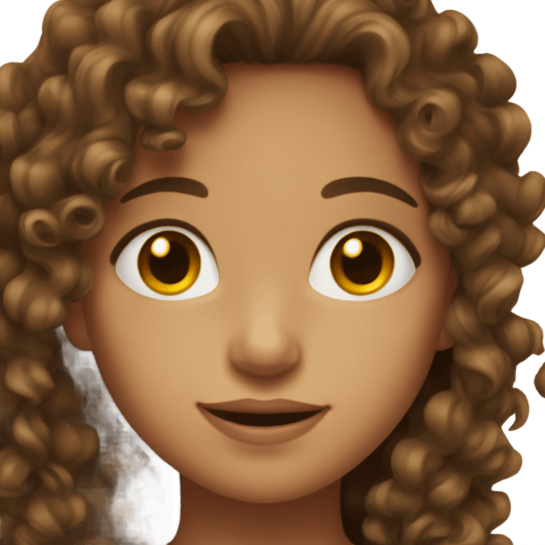 Girl with brown curly hair and brown eyes  emoji