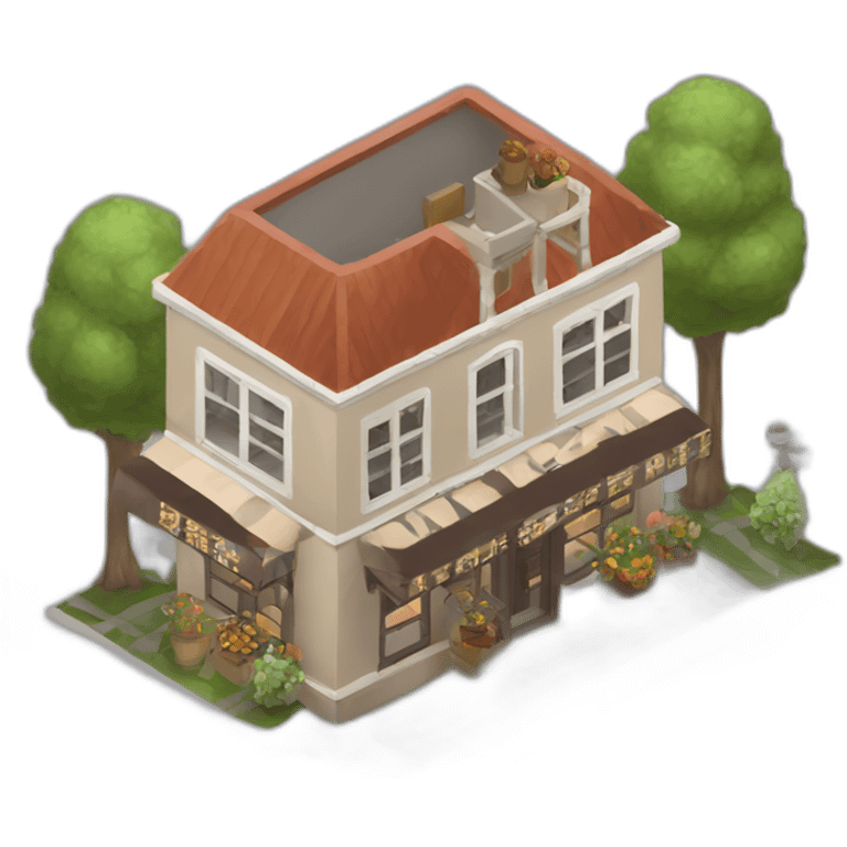 Circle Coffee house isometric emoji