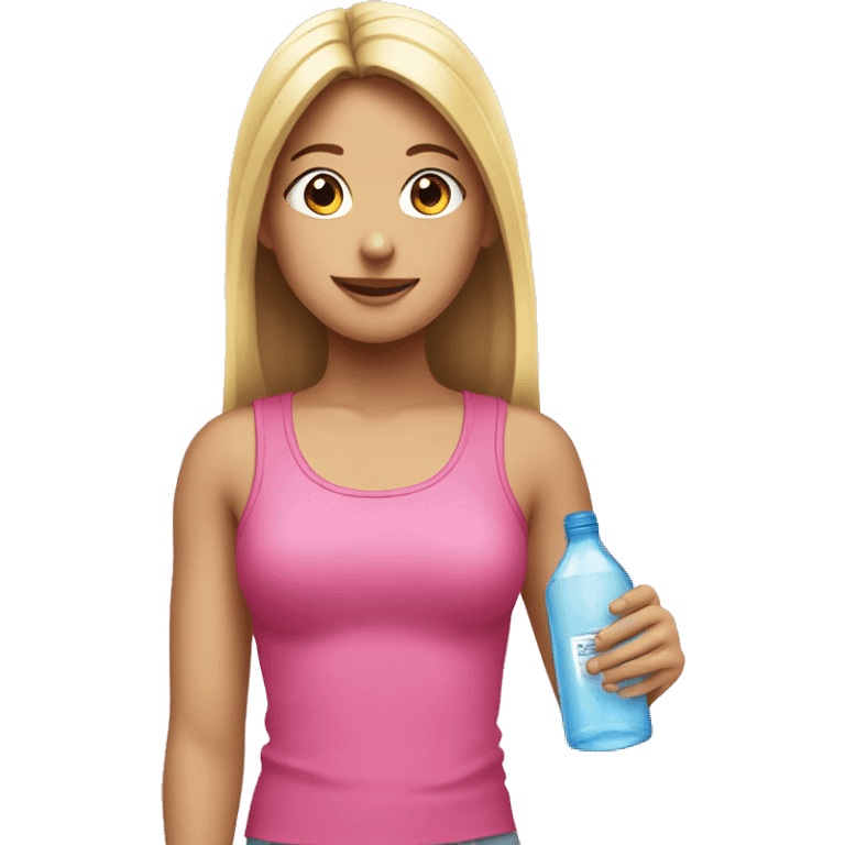 girl wearing a pink top with a pink waterbottl emoji