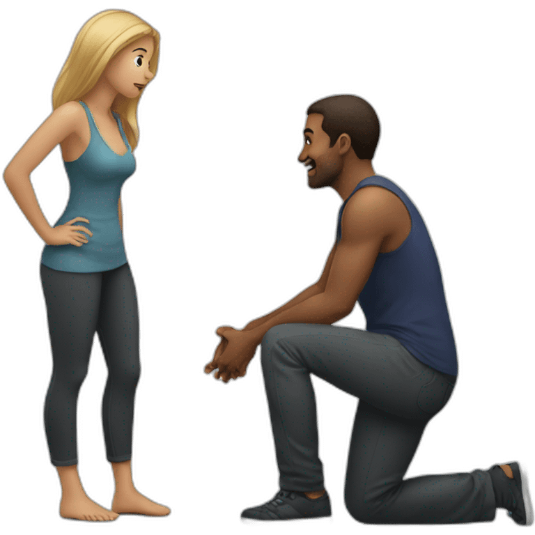 Woman on knees facing man emoji