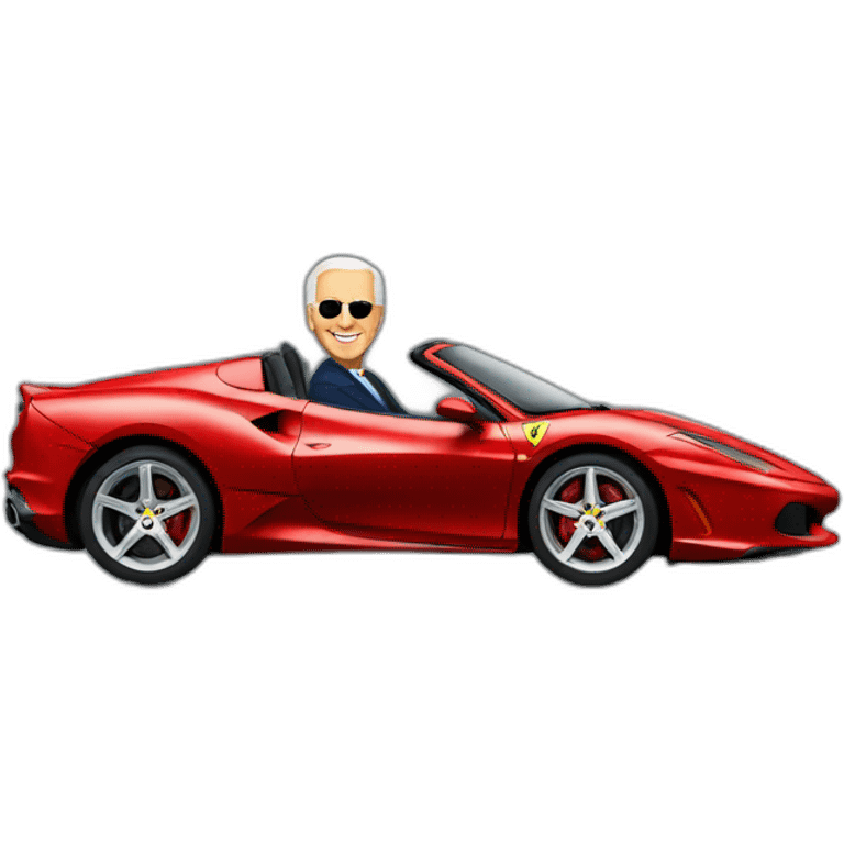 Biden driving Ferrari emoji