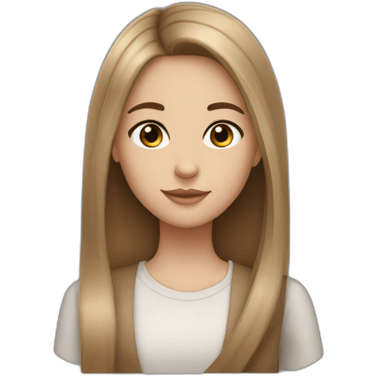 Girl white skin brown straight hair brown eyes middle part emoji