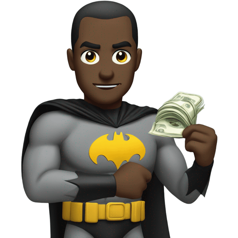 Batman offering money not smiling emoji