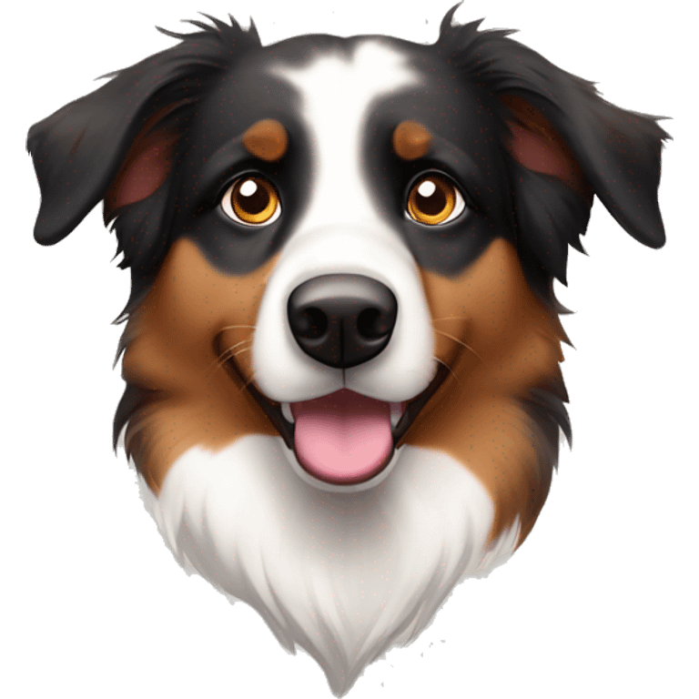 Tri colored Australian shepherd with dark brown eyes emoji