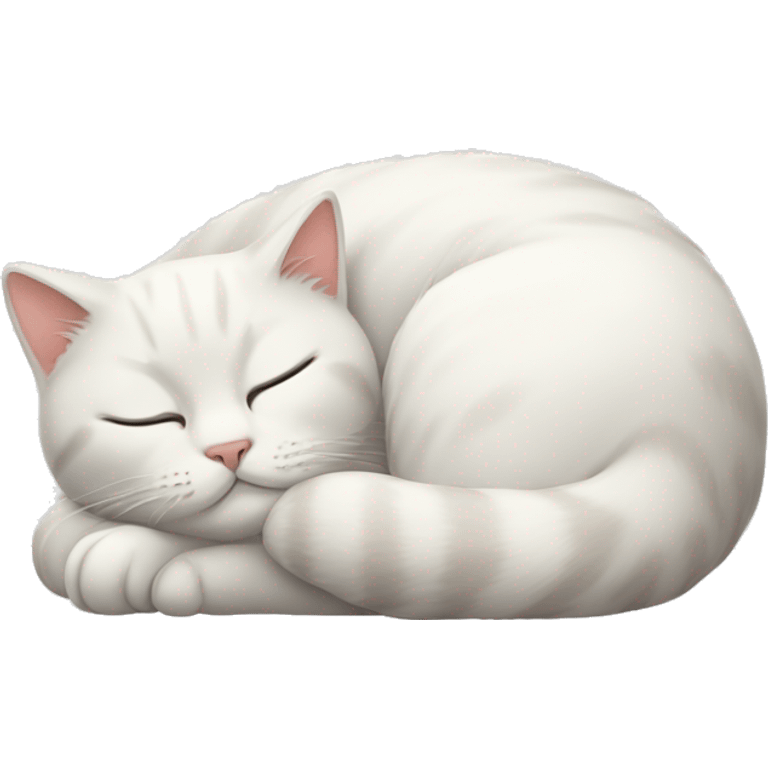 A white curled up cat napping emoji