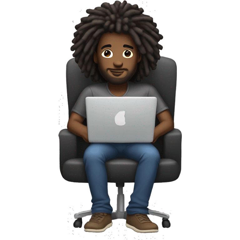 Afro man with dreds seat with laptop  emoji