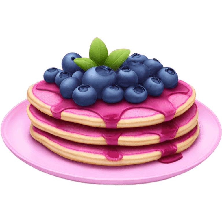 Blueberry pink pancakes on a pink plate  emoji