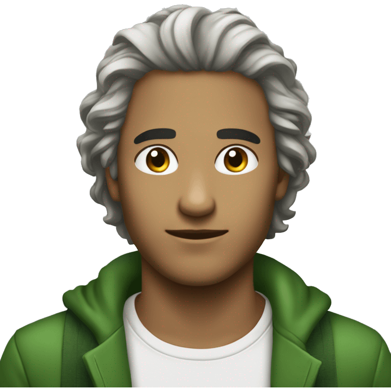 homem branco, olhos verdes, cabelo castanho emoji