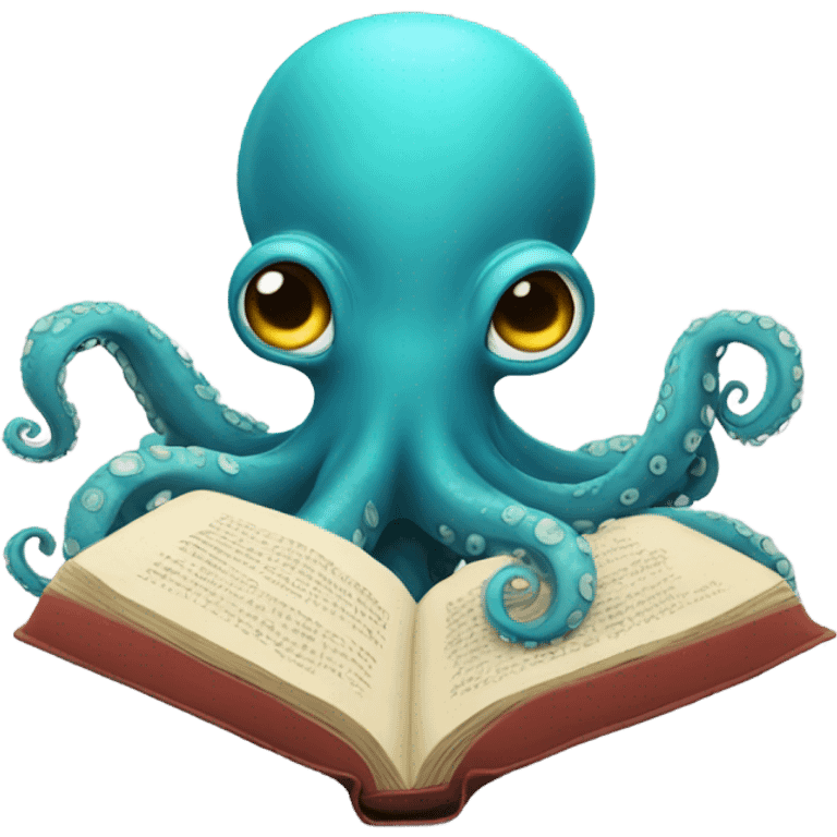 Octopus reading book emoji