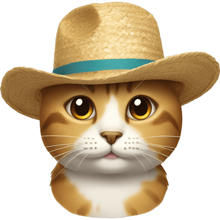 Cat with a straw hat emoji