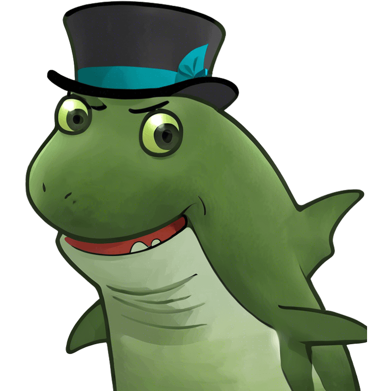 Shark with a top hat emoji