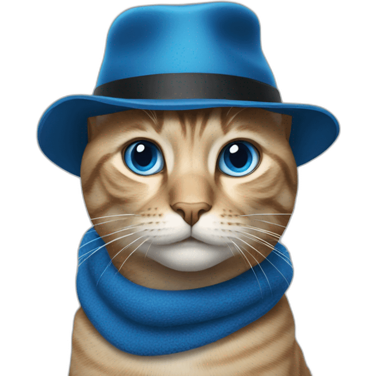 cat with a hat and blue eyes emoji