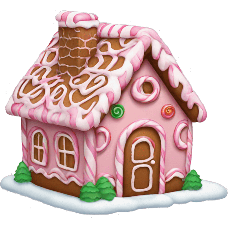 Pink gingerbread house emoji