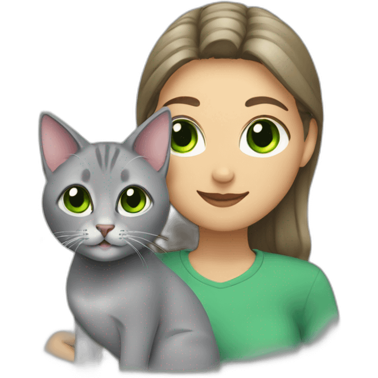 Cute gray cat with green eyes with gay woman emoji