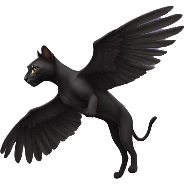 winged black puma flying emoji