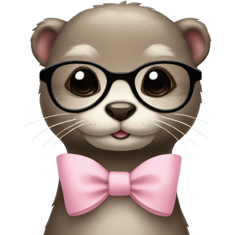 cute otter with a light pink bow and glasses  emoji