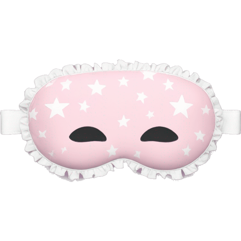 Light pink Frilly sleep mask with white stars emoji