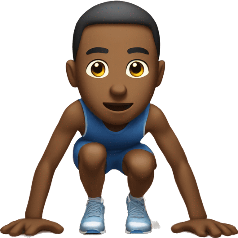 man at the start of a race, crouched down at the starting line, about to run line emoji