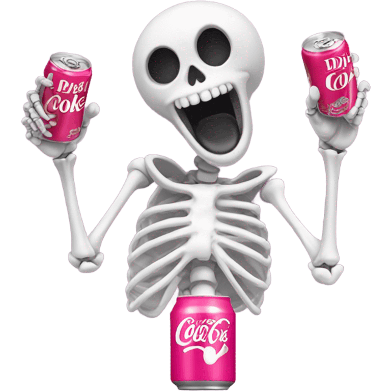 Skeleton drinking a pink Diet Coke emoji