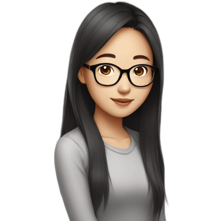 Pretty asiat Girl with glasses emoji