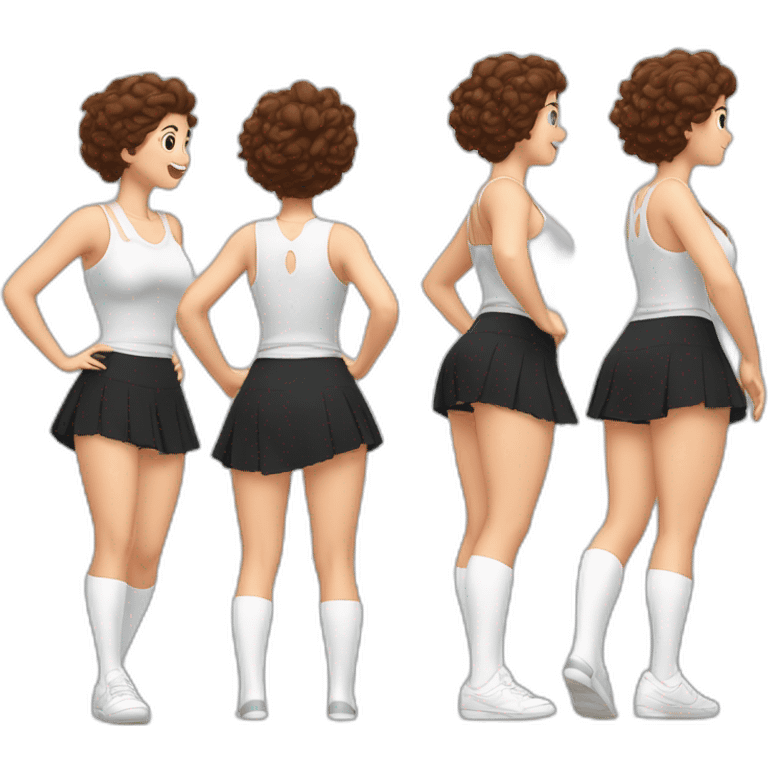 full-body-caucasian-curvy-beauty-jumping-short-black-skirt-back-and-front-views-strong-wind-white-knickers-long-white-socks emoji