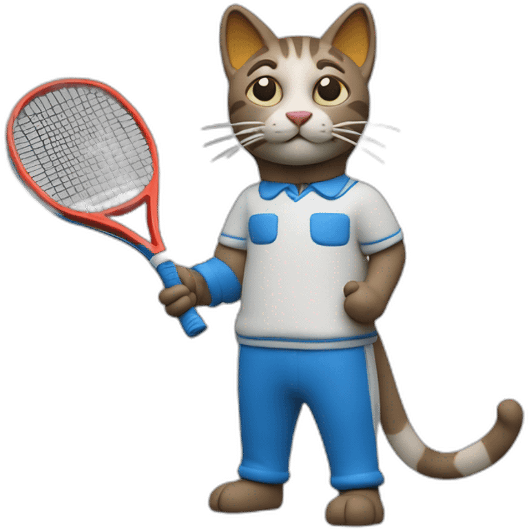 Plasticine cat with a tennis racket in his hand emoji