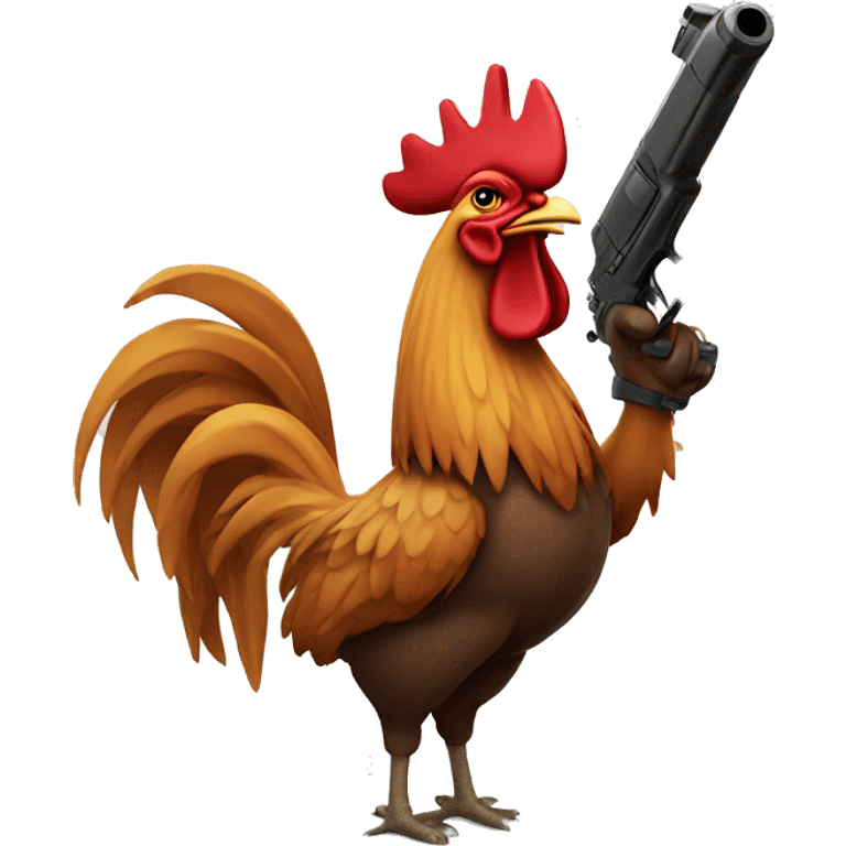 Rooster with a gun emoji