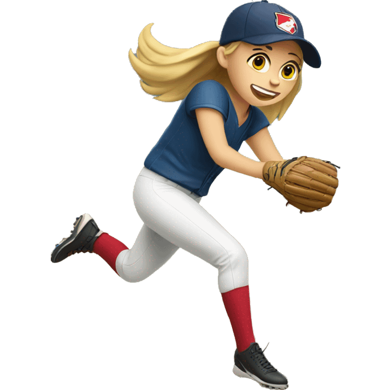 Girl pitching a softball emoji