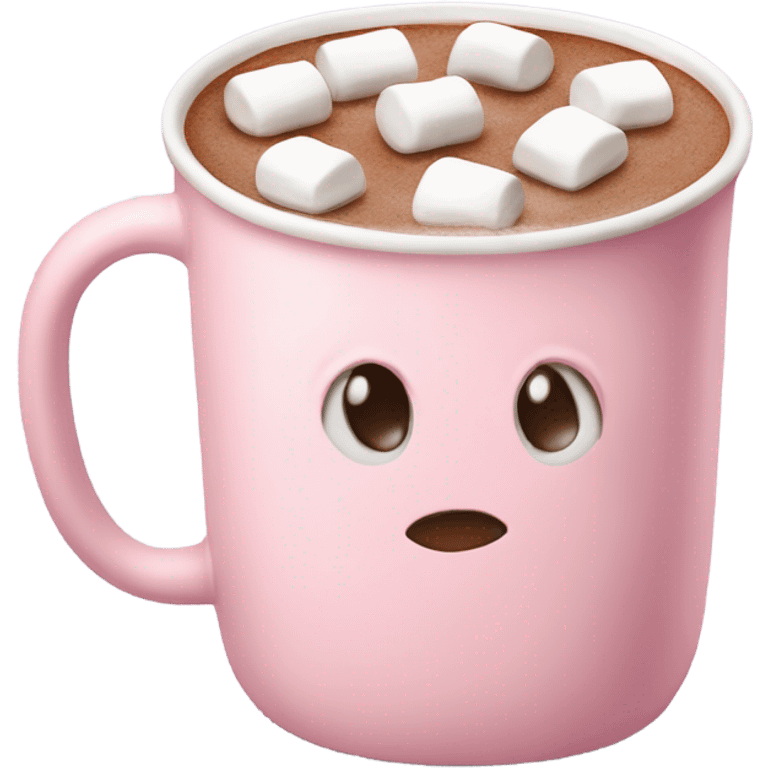 Light Pink mug of hot chocolate with marshmallows  emoji