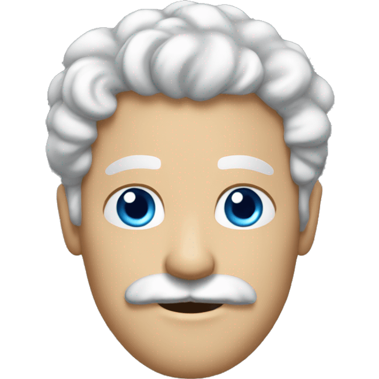 curly white man with with a mustache in blue t-shirt emoji