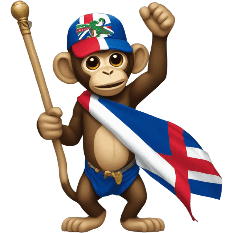 Monkey holding Dominican flag emoji