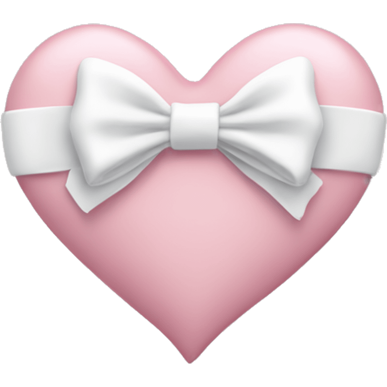 Pastel pink heart with white bow emoji