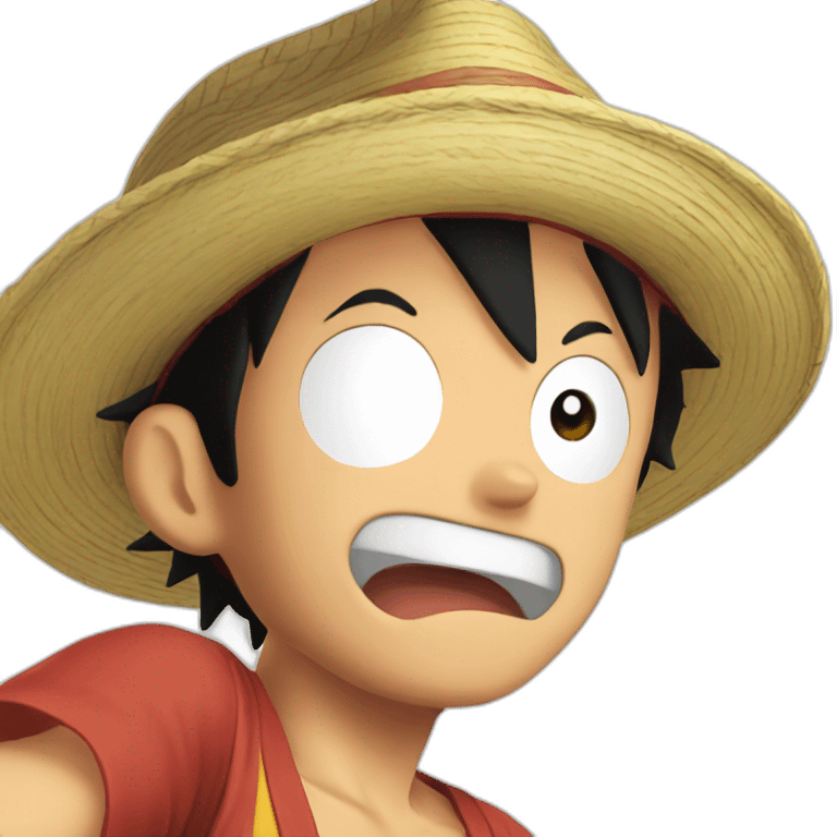 Shocked Luffy with his one hand behind his head and his eyes wide open emoji