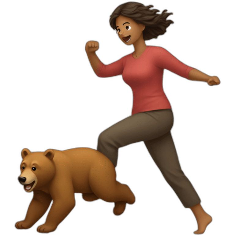 Woman kicking a bear emoji