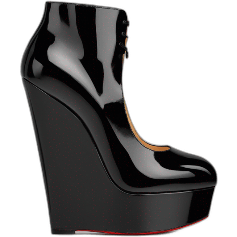 WEDGE heel LOUBOUTIN black leather PATENT emoji