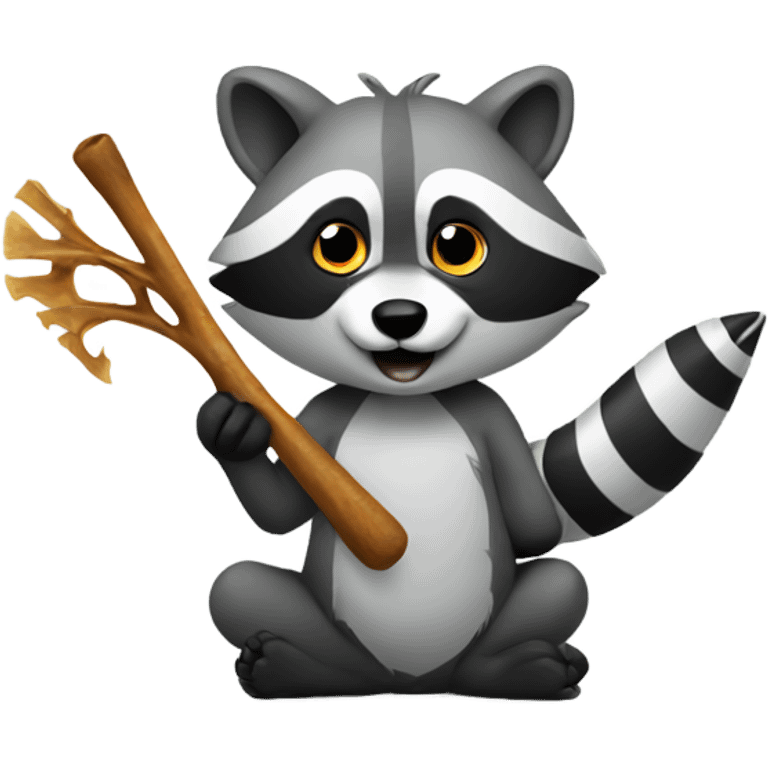 Raccoon holding fishbone emoji