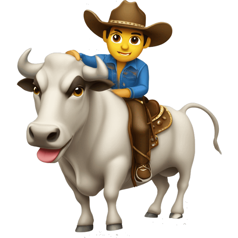 hispanic bull rider on a bull emoji