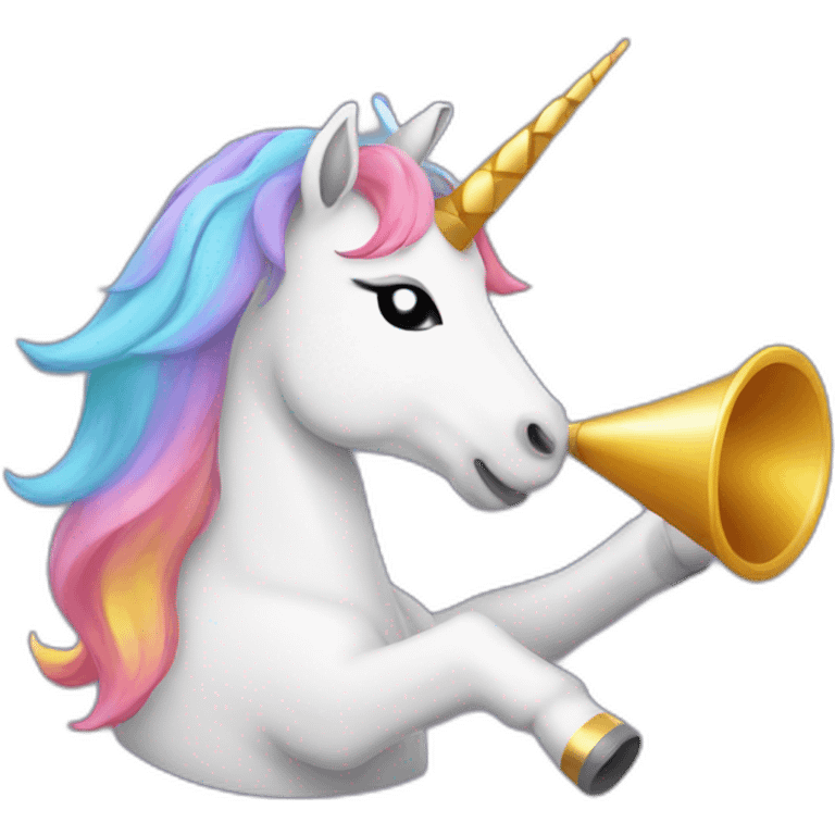 Unicorn blowing party horn emoji