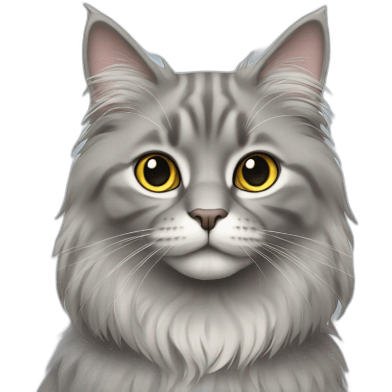 cat, grey, britsh long hair emoji