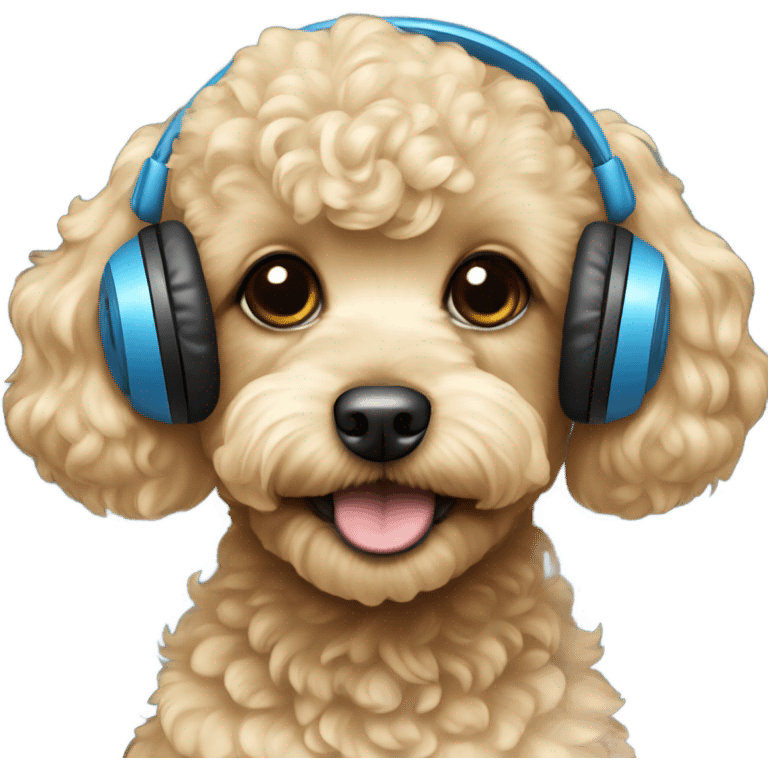 Blonde toy poodle with headphones on emoji