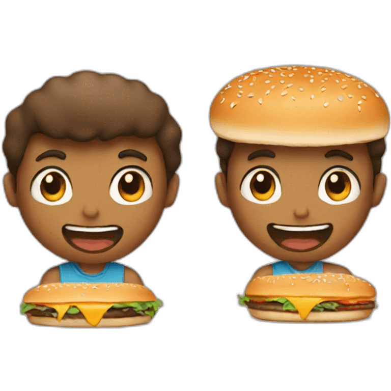 Two friends eat burgers emoji