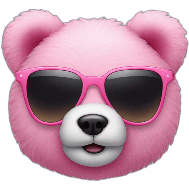 pink teddy bear face with sunglasses emoji