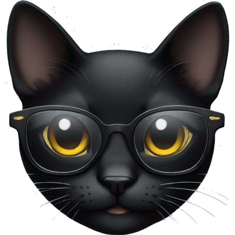 Black cat with glasses emoji