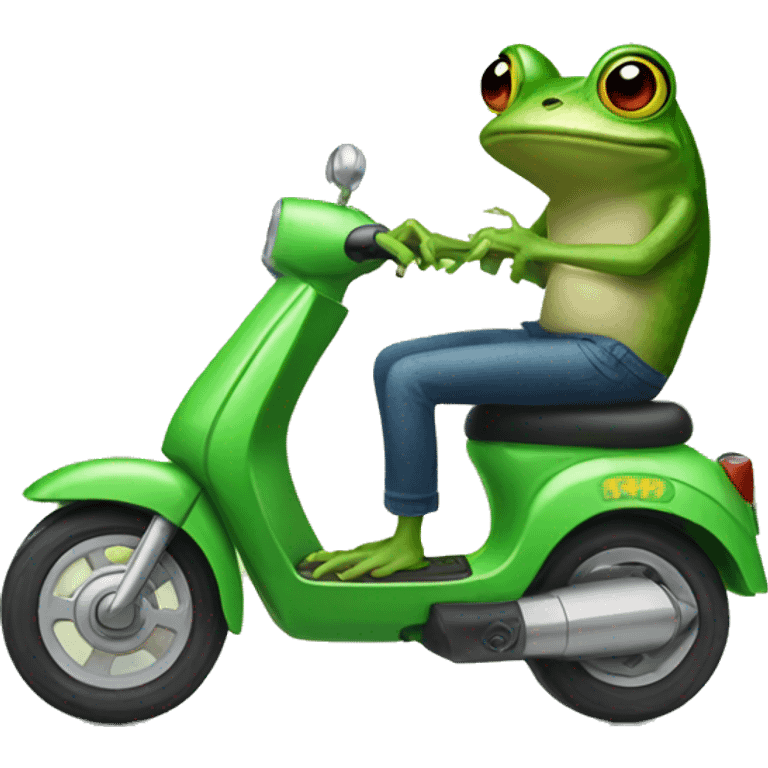 Frog ride a scooter  emoji