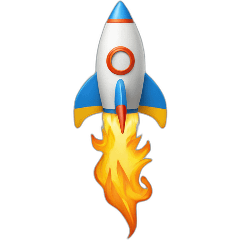 rocket with flame shaped as Ukrainian trident emoji