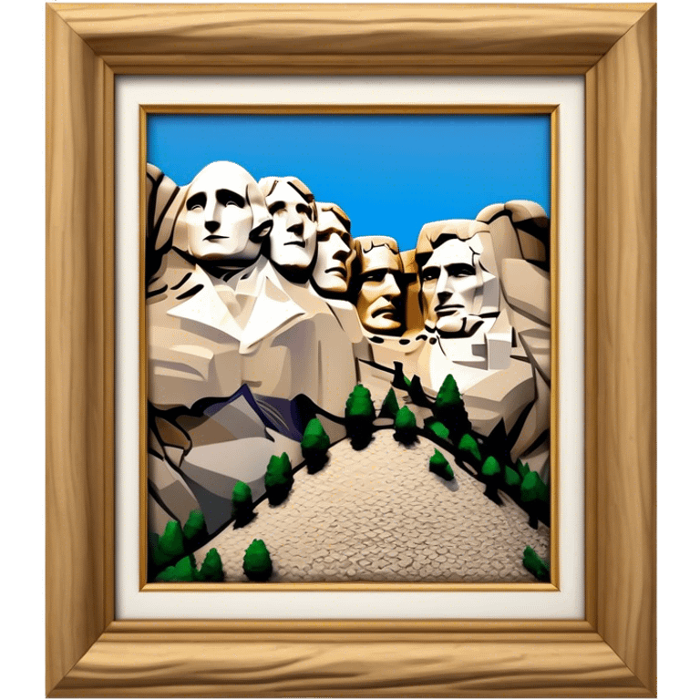 Cinematic Realistic Mount Rushmore Landmark Emoji, showcasing monumental carved presidential faces rendered with crisp textures and dynamic, historical lighting. emoji