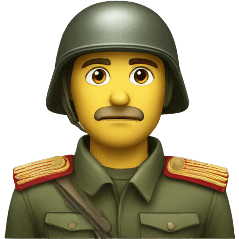 ussr soldier serious with military helmet emoji