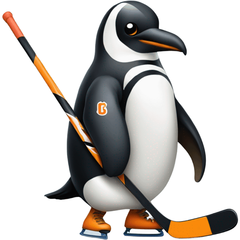 Penguin playing hockey  emoji